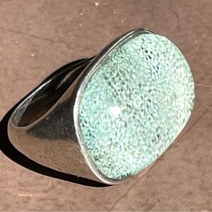 Gorgeous Vintage Silpada Glass Green Sterling Silver Ring Size 8